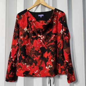 Vivienne Tam Red / Black Water Color Blouse